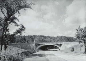 Black and white historical image of Saw Mill River Parkway